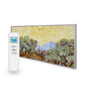 595x1195 Olive Trees with Yellow Sky and Sun Picture Nexus Wi-Fi Infrared Heating Panel 700W - Electric Wall Panel Heater