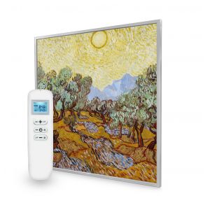 595x595 Olive Trees with Yellow Sky and Sun Picture Nexus Wi-Fi Infrared Heating Panel 350W - Electric Wall Panel Heater