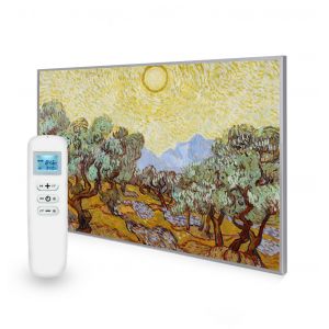 795x1195 Olive Trees with Yellow Sky and Sun Image NXT Gen Infrared Heating Panel 900W - Electric Wall Panel Heater